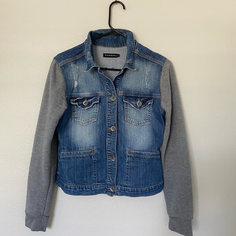 Jean Jacket with Sweater Like Sleeves